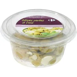 Olives vertes dénoyautées à l'ail (150g)