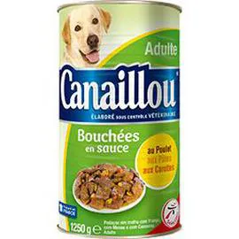 CANAILLOU Bouchées en sauce poulet pâtes carottes pour chien 1,25kg