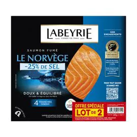Saumon fumé le Norvège réduit en sel (2x130g)