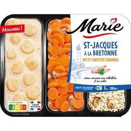 Plat Cuisiné Saint Jacques à la Bretonne, Riz et Carottes (300g)