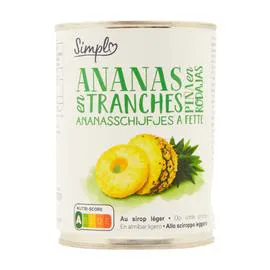 Ananas en tranches au sirop léger SIMPL (340g)