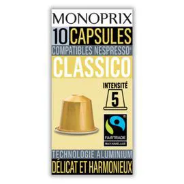 MONOPRIX Capsules de café Classico 50g