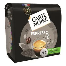 CARTE NOIRE Café dosettes compatibles Senseo Espresso n°8 x36 250g