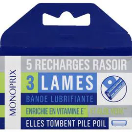 MONOPRIX Recharges rasoirs système confort 3 lames x5 l'unité
