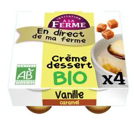 Créme dessert vanille sur lit de caramel bio (4x480g)
