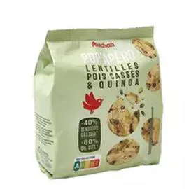 AUCHAN Pop' Apéro crackers aux lentilles pois cassés et quinoa 70g