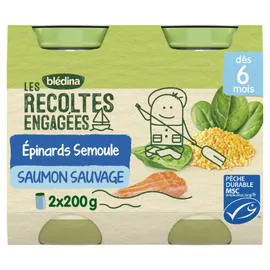 Pots epinards semoule saumon sauvage dès 6 mois (2x200g)