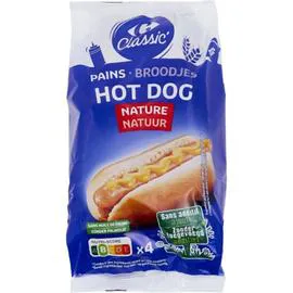 CARREFOUR CLASSIC' Pains spéciaux Hot Dog nature 4x62,5g