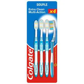 Brosses à dents extra clean multi-action souple x4 (x4)