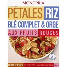 MONOPRIX Pétales de riz & blé complet, aux fruits rouges 300g
