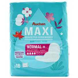 Serviettes hygiéniques avec ailettes maxi regular+ (x16)