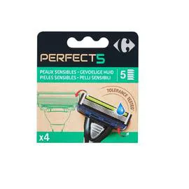 CARREFOUR Lames de rasoir homme perfect 5 peau sensible à 6 lames x4