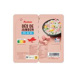 Dés de jambon nature réduit en sel (2x75g)