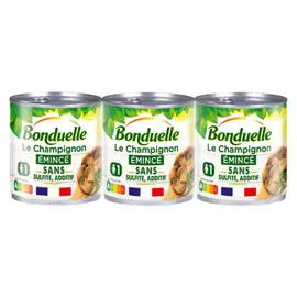 BONDUELLE Champignons émincés sans sulfite et sans additif 3x115g