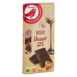 AUCHAN Tablette de chocolat noir pâtissier 52% de cacao 200g