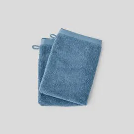 MONOPRIX MAISON Gants De Toilette, Couleur Tempête, Coton Bio x2