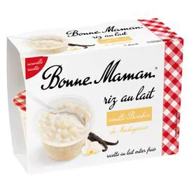 BONNE MAMAN Riz au lait à la vanille naturelle 4x100g