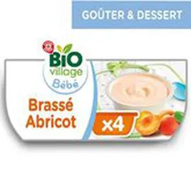 MARQUE REPÈRE, BIO VILLAGE Dessert lacté Bio - Abricot 6-9 mois 4x100g