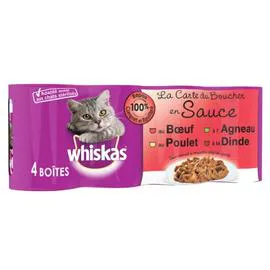 WHISKAS Terrine pour chat à la viande 3x400g