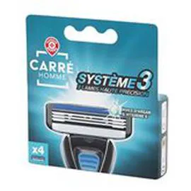 MARQUE REPÈRE, CARRÉ HOMME Lames de rasoir 3 lames x4