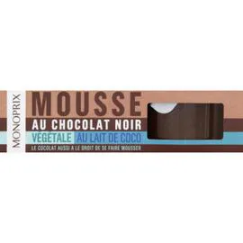 MONOPRIX Monoprix Mousse au Chocolat Noir Végétale au Lait de Coco 2x70g