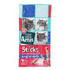 MARQUE REPÈRE, LYCAT Friandises chats sitck Saumon 3x5g