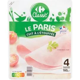 CARREFOUR CLASSIC' Jambon Le Paris cuit à l'étouffée 160g