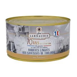 JEAN LARNAUDIE Plat cuisiné Haricots lingots aux saucisses de Toulouse 1,24kg