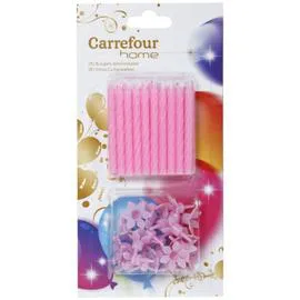 Bougies anniversaire classic, roses (x20)