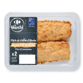 CARREFOUR Filets de colin d'Alaska façon meunière 2x100g