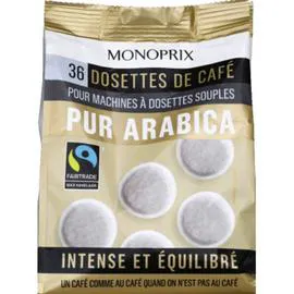 MONOPRIX Dosettes de café pur arabica 250g