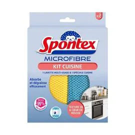 Lot De 2 Lavettes Microfibre "cuisine" Jaune & Bleu (x2)