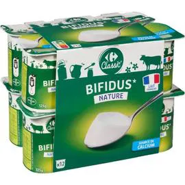 CARREFOUR CLASSIC' Yaourt bifidus nature 12x125g
