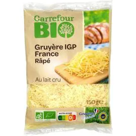 CARREFOUR BIO Gruyère bio IGP râpé 150g