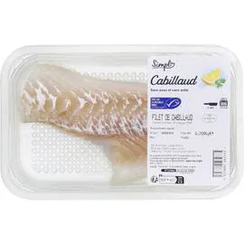 Filet de cabillaud sans peau et sans arête (200g)