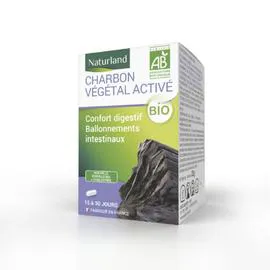 NATURLAND Complément Alimentaire Charbon Végétal Activé Pour Le Confort Digestif Contre Les Ballonnements Intestinaux Bio x60