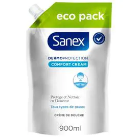 SANEX Recharge Gel Douche Ecopack Crème DermoProtection tous Types de Peaux 900ml