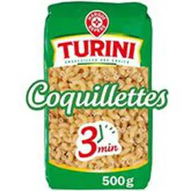 MARQUE REPÈRE, TURINI Pâtes coquillettes Les 3 min 500g
