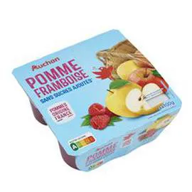 Coupelles pomme framboise sans sucres ajoutés (4x100g)