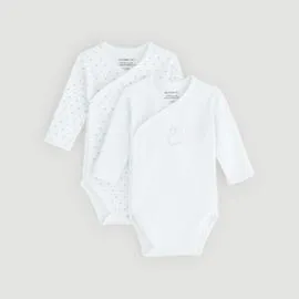 Lot de 2 Bodies Croisés Manches Longues Bio 0 mois (l'unité)