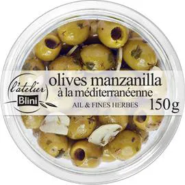 Olives vertes manzanilla à la méditerranéenne (150g)