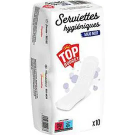 Serviettes hygiéniques maxi nuit (x10)