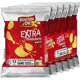 BOUTON D'OR Chips Extra craquantes, nature 6x30g