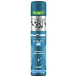 H NARTA HOMME Déodorant Homme Bacti-Pur au Zinc 48H 200ml