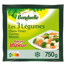 BONDUELLE Choux-fleurs, carottes et brocolis précuits à la vapeur 750g