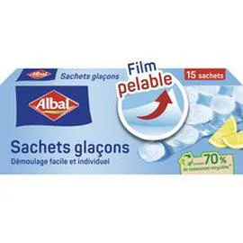 Sachets glaçons recyclés film pelable démoulage facile et individuel (x15)