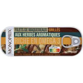 MONOPRIX Filets de Maquereaux Grillés aux Herbes Aromatiques 120g