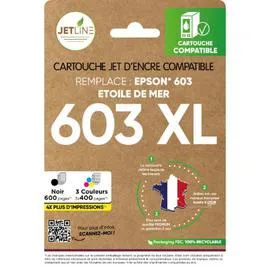 Pack de cartouches d'encre 603 XL Noir + Couleurs - Compatible EPSON (l'unité)