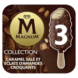 MAGNUM Glace caramel salé et éclats d'amandes croquants 222g