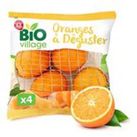 MARQUE REPÈRE, BIO VILLAGE Orange à déguster Sachet x4 x4